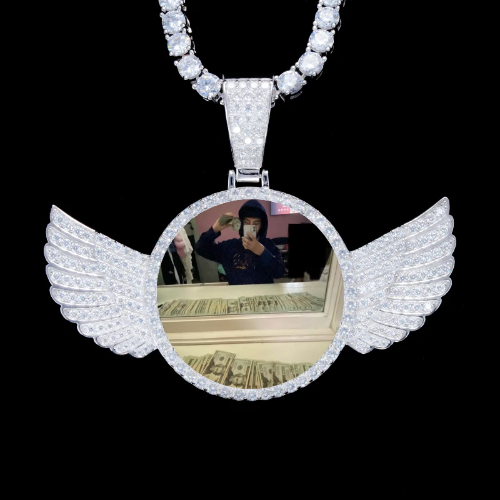 925S & VVS Moissanite 3D Wing Custom Picture Pendant