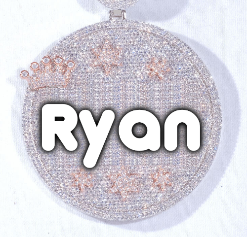 CUSTOM LETTER NECKLACE 3D BIG CROWN DISC