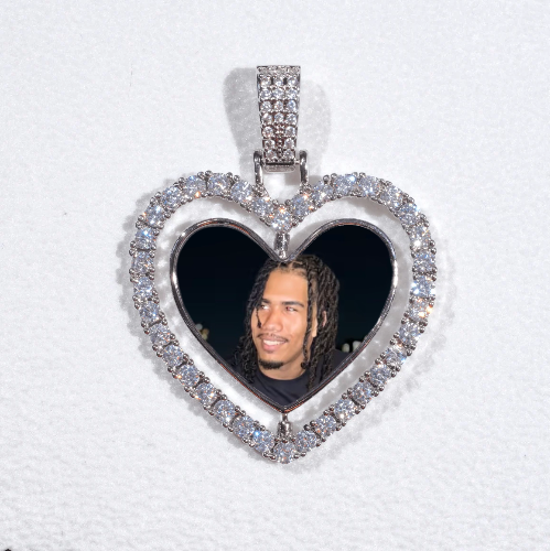 3D Spinning 2-Faced Heart Custom Picture Pendant