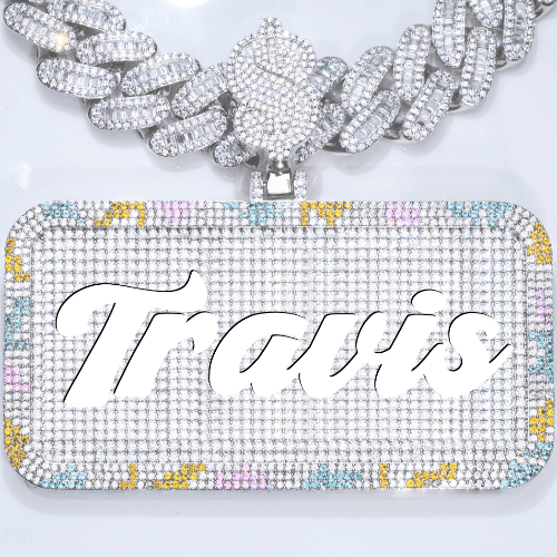 CUSTOM LETTER NECKLACE 3D COLORFUL SQUARE
