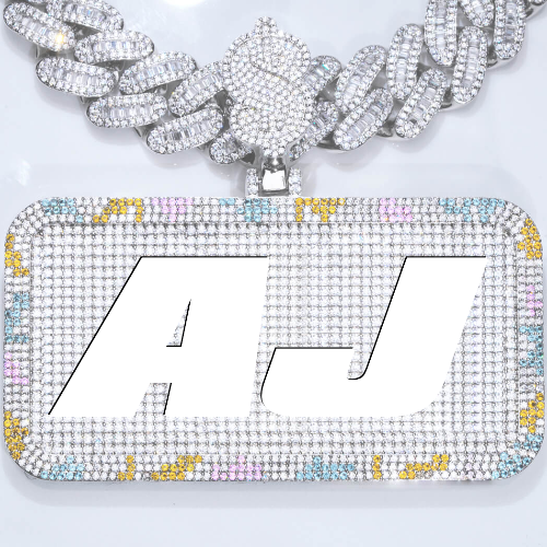 CUSTOM LETTER NECKLACE 3D COLORFUL SQUARE