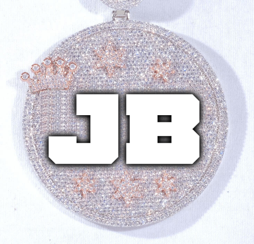 CUSTOM LETTER NECKLACE 3D BIG CROWN DISC