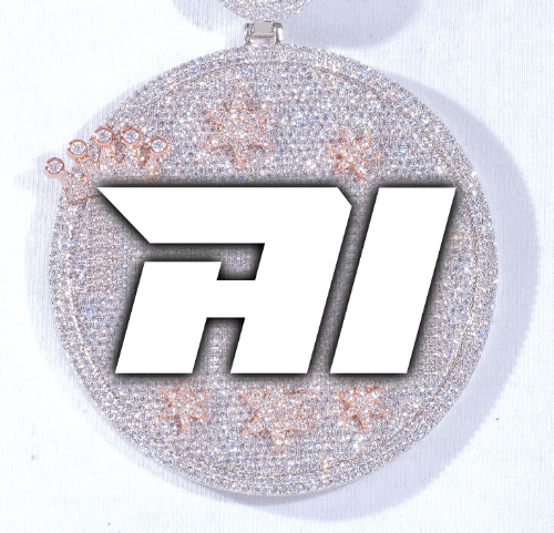 CUSTOM LETTER NECKLACE 3D BIG CROWN DISC
