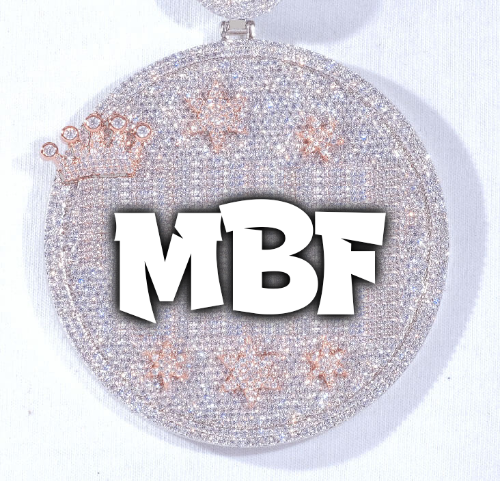 CUSTOM LETTER NECKLACE 3D BIG CROWN DISC