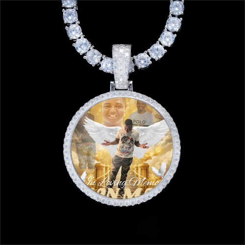 925S & VVS Moissanite 3D Circle Custom Picture Pendant