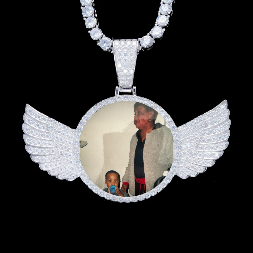 925S & VVS Moissanite 3D Wing Custom Picture Pendant