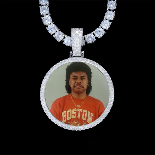 925S & VVS Moissanite 3D Circle Custom Picture Pendant