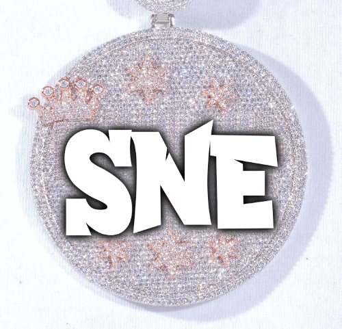 CUSTOM LETTER NECKLACE 3D BIG CROWN DISC