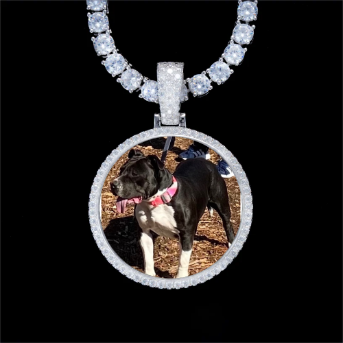 925S & VVS Moissanite 3D Circle Custom Picture Pendant