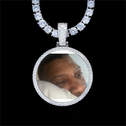 925S & VVS Moissanite 3D Circle Custom Picture Pendant