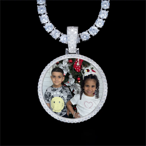 925S & VVS Moissanite 3D Circle Custom Picture Pendant