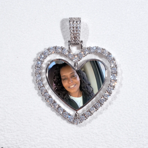 3D Spinning 2-Faced Heart Custom Picture Pendant