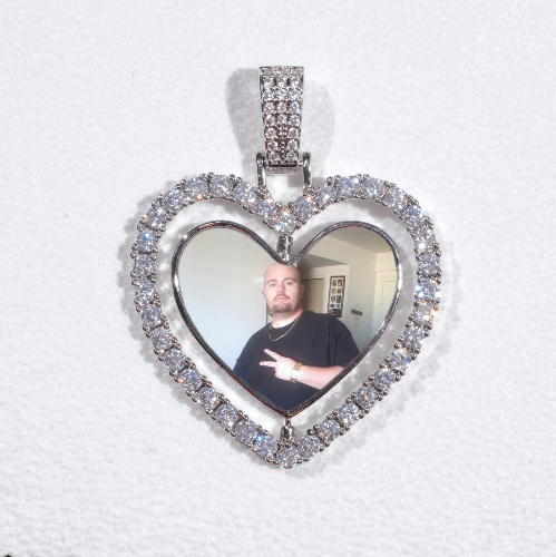 3D Spinning 2-Faced Heart Custom Picture Pendant