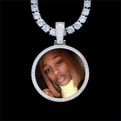 925S & VVS Moissanite 3D Circle Custom Picture Pendant