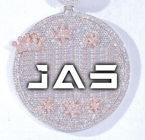 CUSTOM LETTER NECKLACE 3D BIG CROWN DISC
