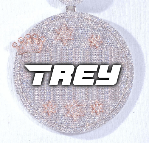 CUSTOM LETTER NECKLACE 3D BIG CROWN DISC