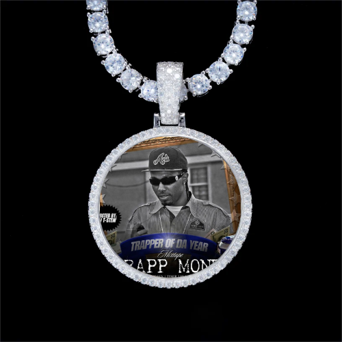 925S & VVS Moissanite 3D Circle Custom Picture Pendant