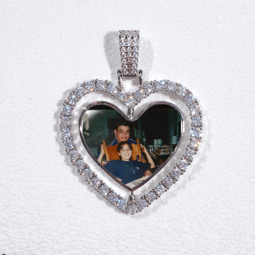 3D Spinning 2-Faced Heart Custom Picture Pendant