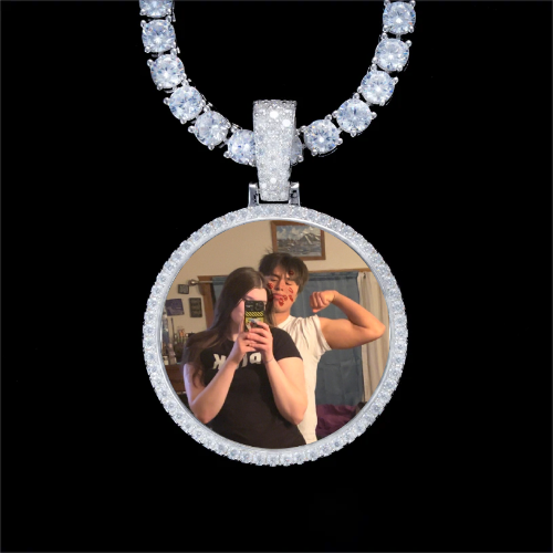 925S & VVS Moissanite 3D Circle Custom Picture Pendant