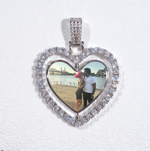 3D Spinning 2-Faced Heart Custom Picture Pendant