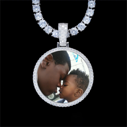925S & VVS Moissanite 3D Circle Custom Picture Pendant