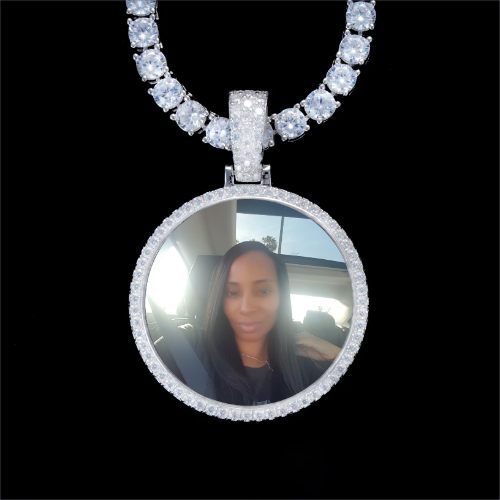 925S & VVS Moissanite 3D Circle Custom Picture Pendant