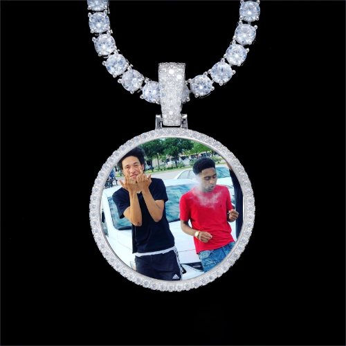 925S & VVS Moissanite 3D Circle Custom Picture Pendant