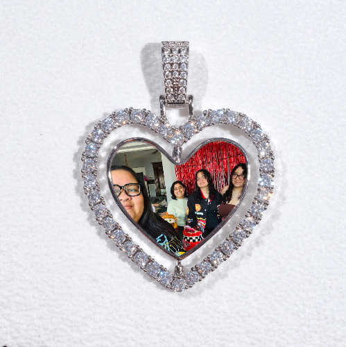 3D Spinning 2-Faced Heart Custom Picture Pendant