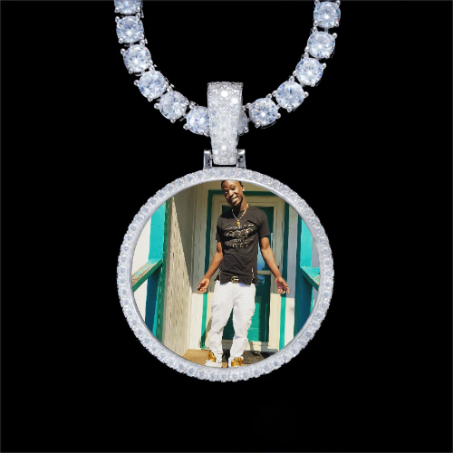 925S & VVS Moissanite 3D Circle Custom Picture Pendant