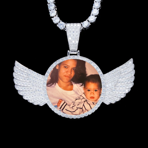 925S & VVS Moissanite 3D Wing Custom Picture Pendant