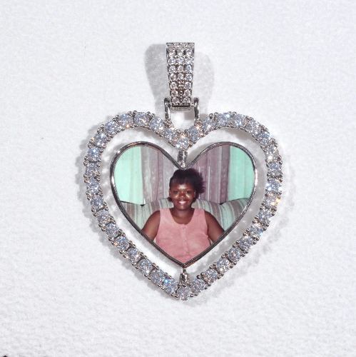 3D Spinning 2-Faced Heart Custom Picture Pendant