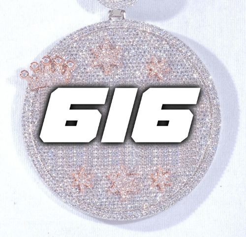 CUSTOM LETTER NECKLACE 3D BIG CROWN DISC