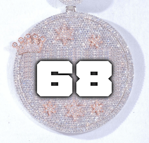 CUSTOM LETTER NECKLACE 3D BIG CROWN DISC