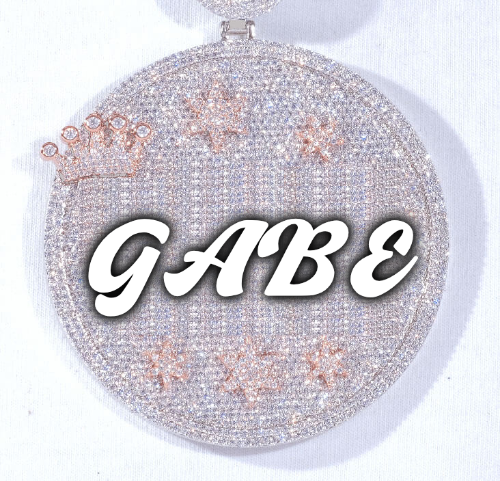 CUSTOM LETTER NECKLACE 3D BIG CROWN DISC
