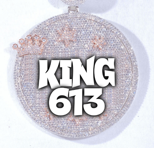CUSTOM LETTER NECKLACE 3D BIG CROWN DISC