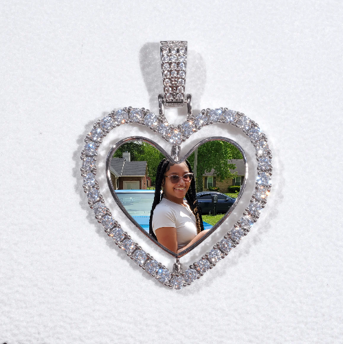 3D Spinning 2-Faced Heart Custom Picture Pendant