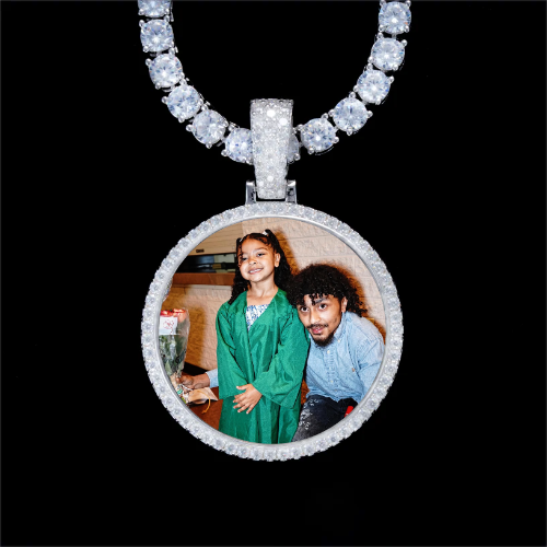 925S & VVS Moissanite 3D Circle Custom Picture Pendant