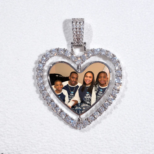 3D Spinning 2-Faced Heart Custom Picture Pendant