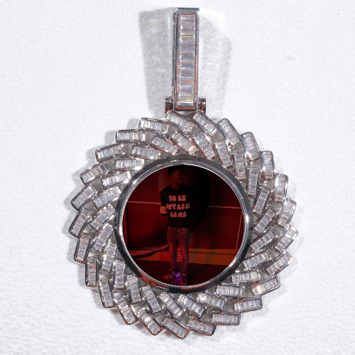 Large 3D Baguette Custom Picture Pendant