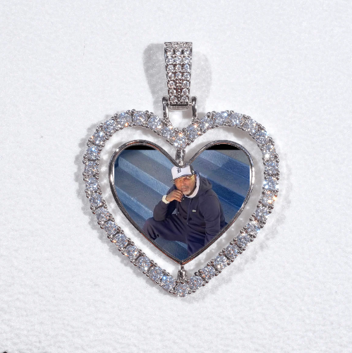 3D Spinning 2-Faced Heart Custom Picture Pendant