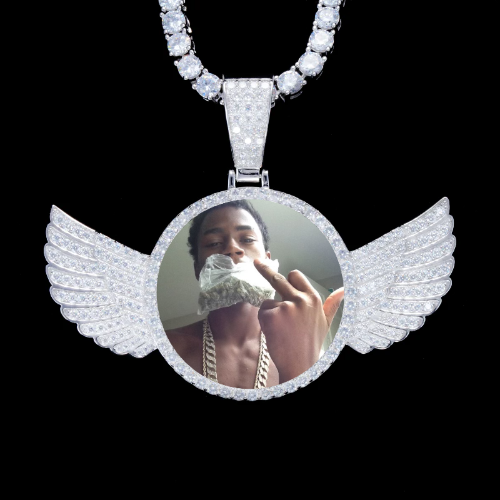 925S & VVS Moissanite 3D Wing Custom Picture Pendant