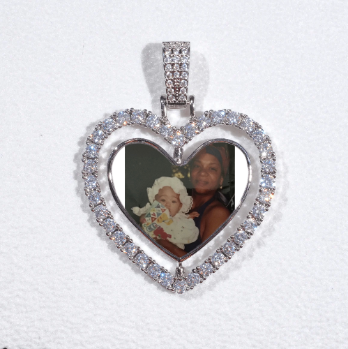 3D Spinning 2-Faced Heart Custom Picture Pendant