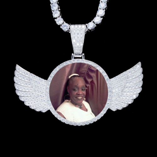 925S & VVS Moissanite 3D Wing Custom Picture Pendant