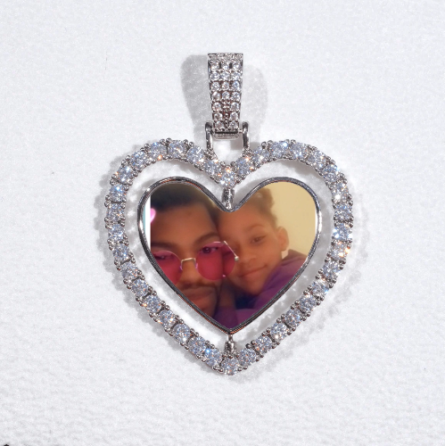 3D Spinning 2-Faced Heart Custom Picture Pendant