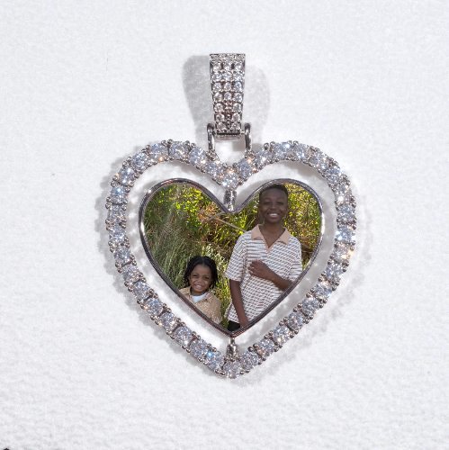 3D Spinning 2-Faced Heart Custom Picture Pendant