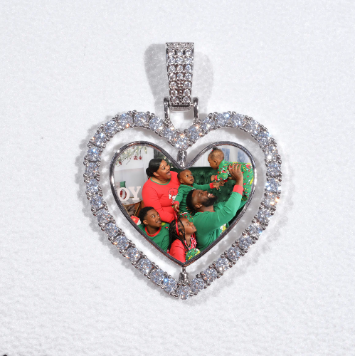 3D Spinning 2-Faced Heart Custom Picture Pendant
