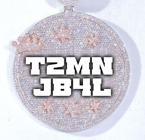 CUSTOM LETTER NECKLACE 3D BIG CROWN DISC
