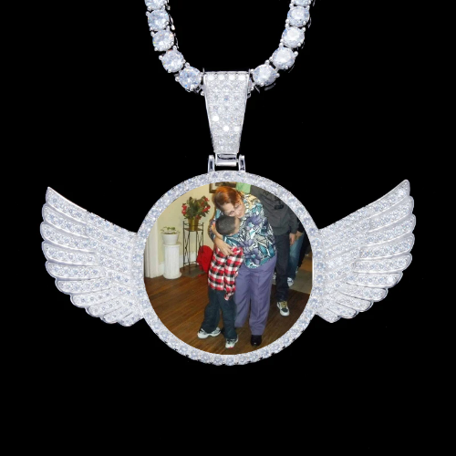 925S & VVS Moissanite 3D Wing Custom Picture Pendant