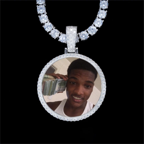 925S & VVS Moissanite 3D Circle Custom Picture Pendant