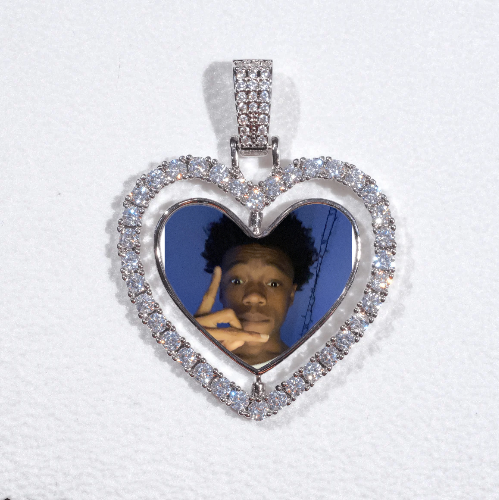 3D Spinning 2-Faced Heart Custom Picture Pendant